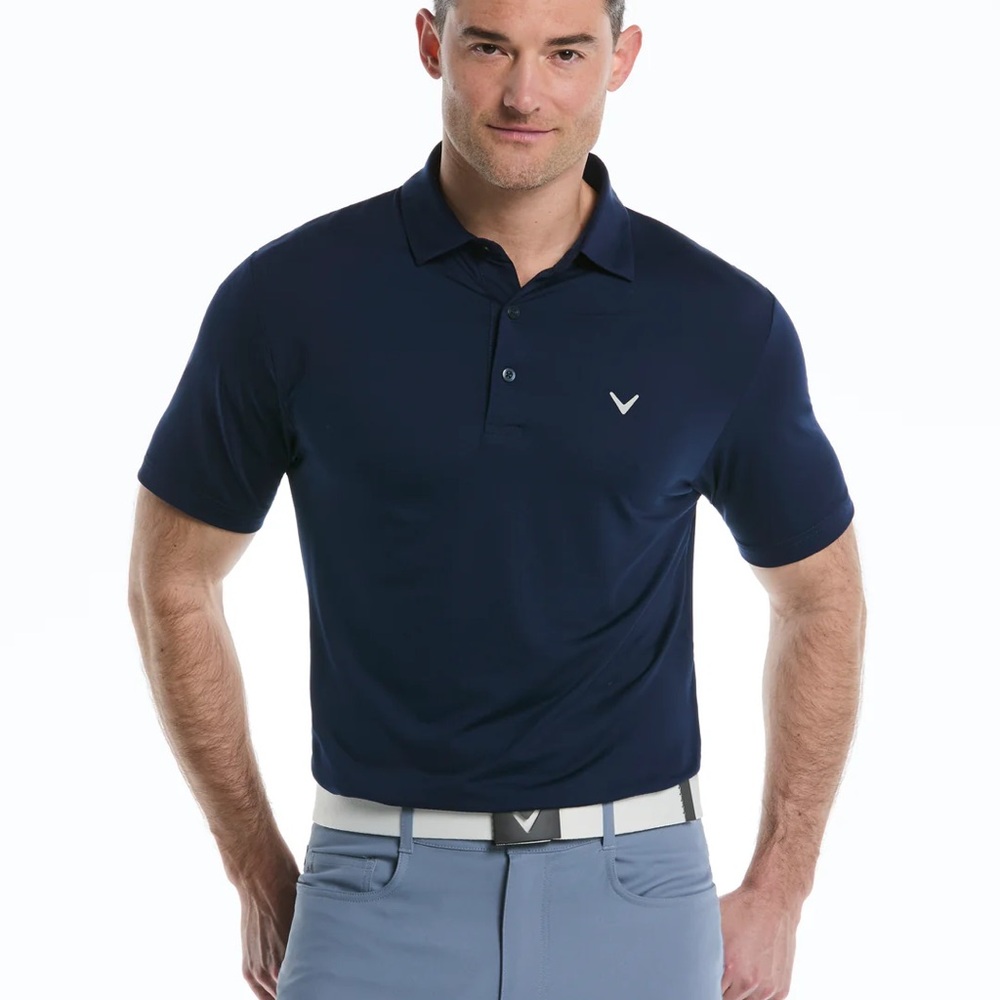 Men's Callaway Micro Hex Golf Polo Shirt - Navy Peacoat - Size Large